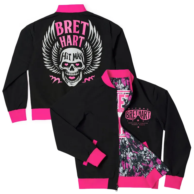 Men's RSVLTS Black Bret Hart The Best There Is Reversible Full-Zip Bomber Jacket made by WWE