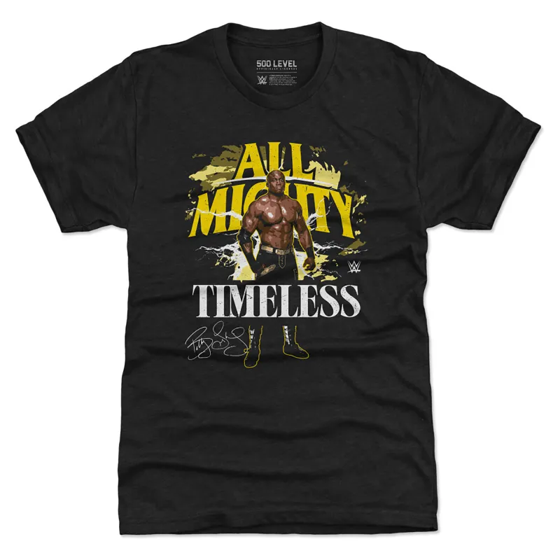 Men's 500 Level Heather Black Bobby Lashley All Mighty Timeless Pose Premium T-Shirt sold by WWE