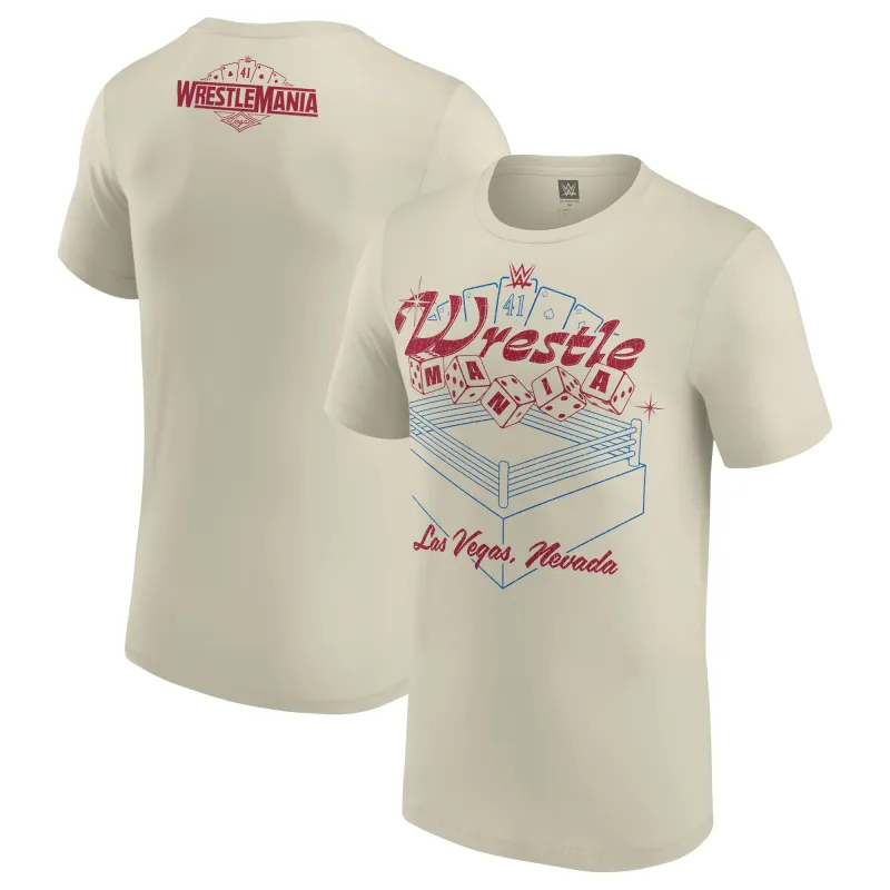 Men's Tan WrestleMania 41 Old School Ring T-Shirt sold by WWE