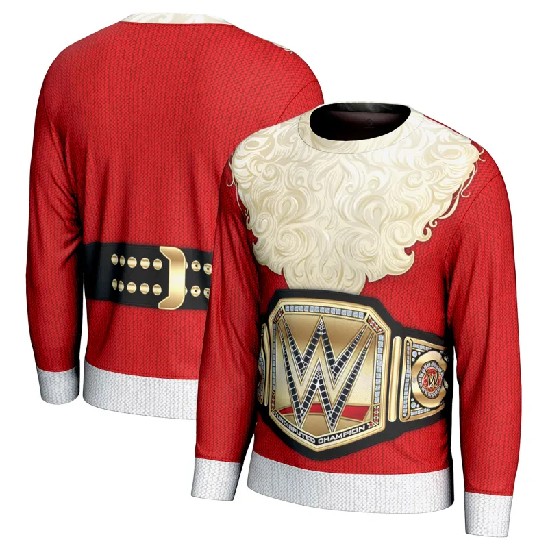 Men's ProSphere Red Santa Undisputed Champion Holiday Sweater - Red sold by WWE