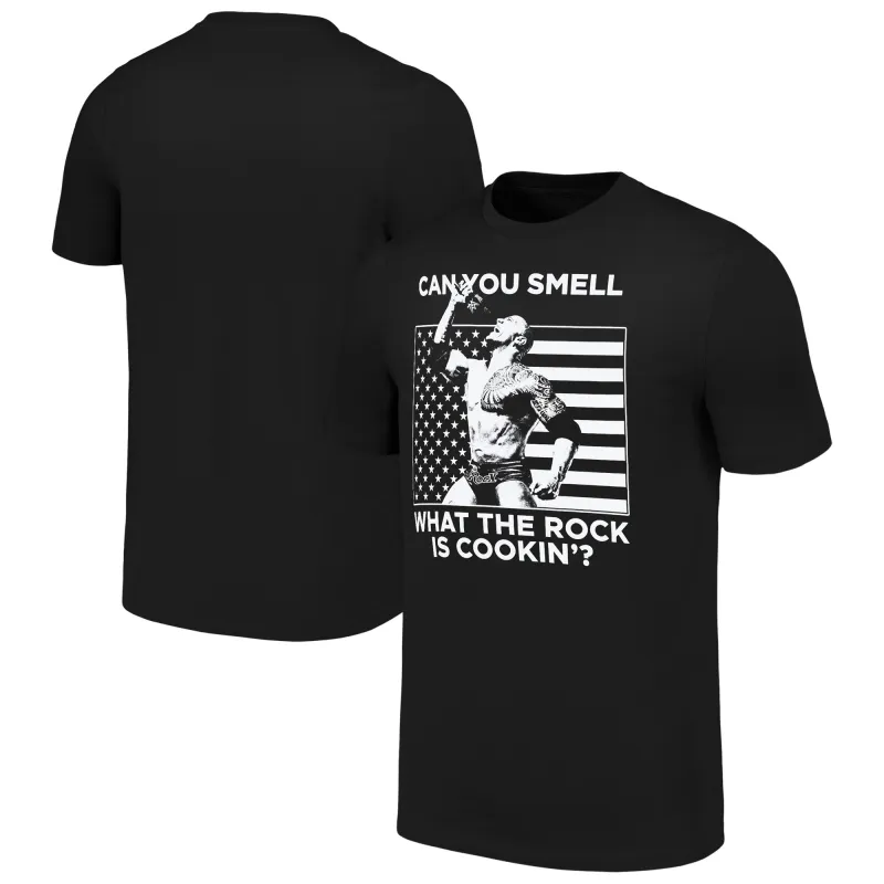 Men's Ripple Junction Black The Rock Can You Smell What The Rock Is Cookin'? T-Shirt sold by WWE