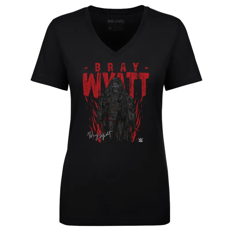 Women's 500 Level Black Bray Wyatt Darkness V-Neck T-Shirt sold by WWE
