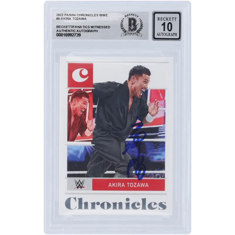 Akira Tozawa WWE Autographed 2022 Panini Chronicles #8 Beckett Fanatics Witnessed Authenticated 10 Card sold by WWE
