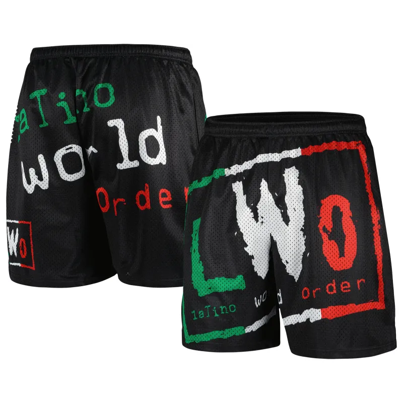 Men's Chalk Line Black LWO Retro Shorts made by WWE