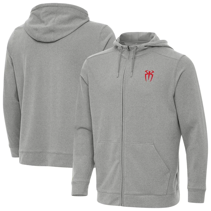 Men's Antigua Heather Gray Roman Reigns Effortless Full-Zip Hoodie sold by WWE