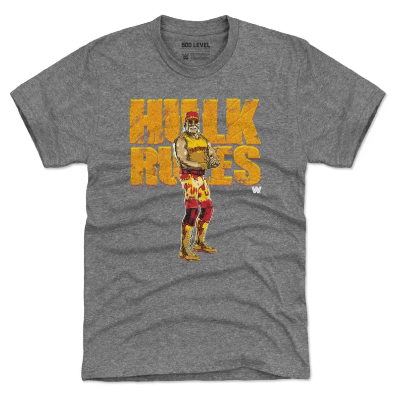 Men's 500 Level Heather Gray Hulk Hogan Hulk Rules Tri-Blend T-Shirt sold by WWE