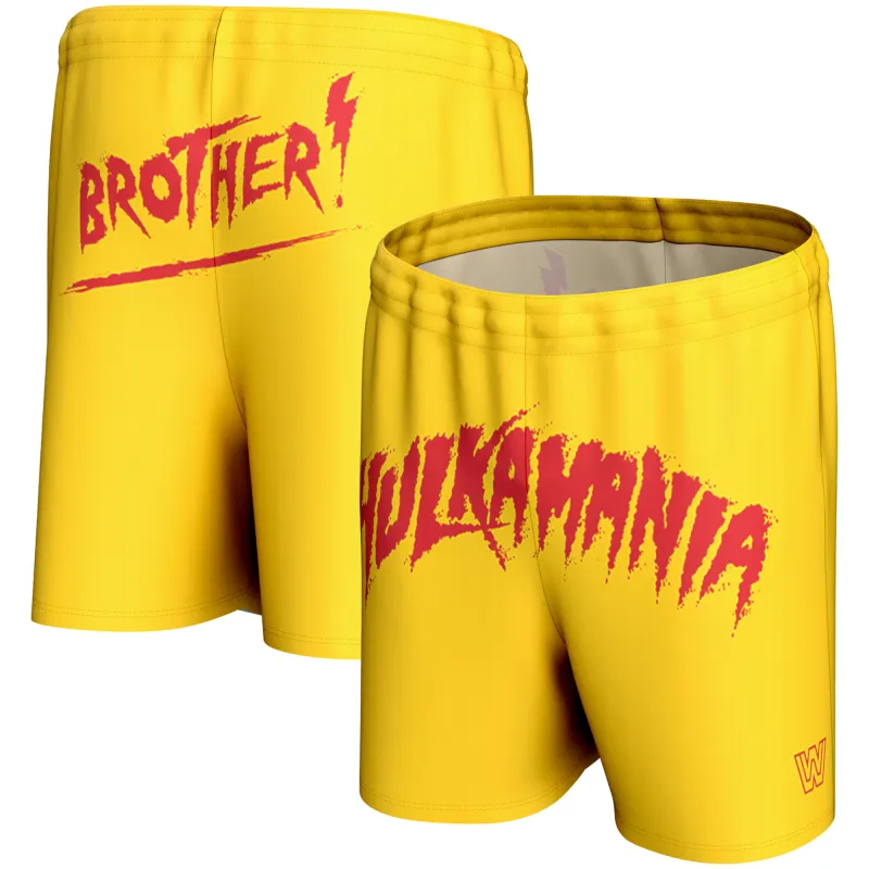 Men's ProSphere Yellow Hulk Hogan Hulkamania Shorts made by WWE