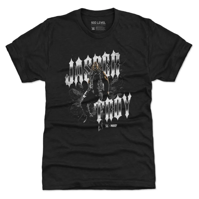 Men's 500 Level Heather Black Jasper Troy Grunge Premium Tri-Blend T-Shirt sold by WWE