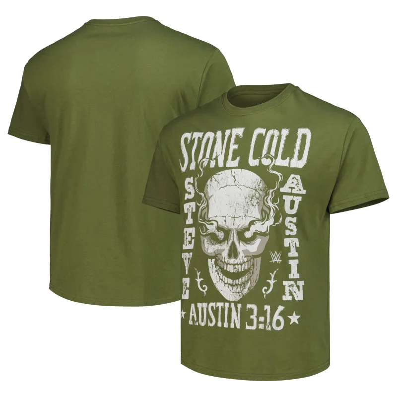 Men's Goodie Two Sleeves Green "Stone Cold" Steve Austin Skeleton T-Shirt sold by WWE