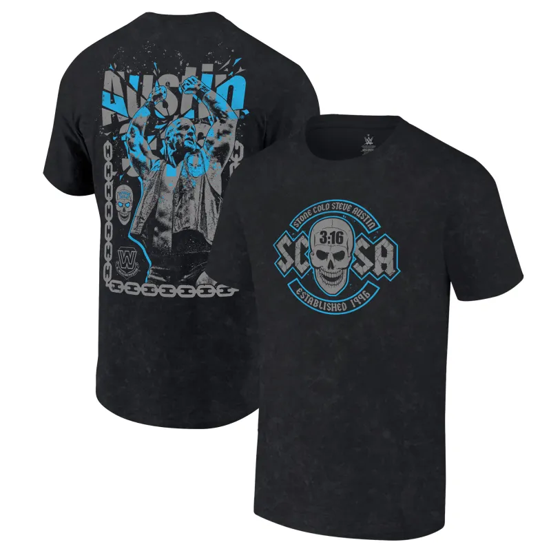 Men's Ripple Junction Black "Stone Cold" Steve Austin 3:16 Skull T-Shirt sold by WWE
