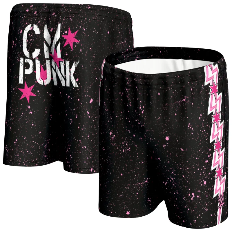 Men's ProSphere Black CM Punk Lightning Shorts made by WWE