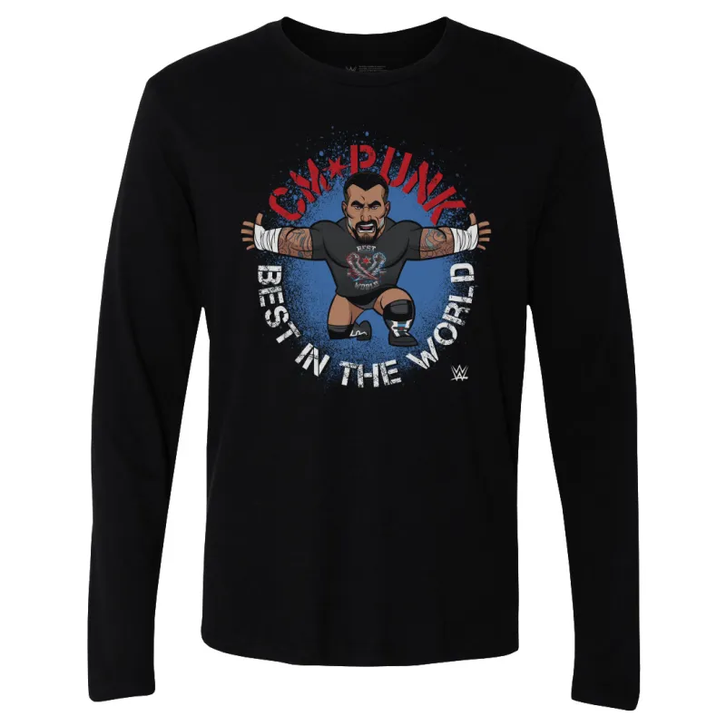 Men's 500 Level Black CM Punk Big Shots Pose Long Sleeve T-Shirt made by 500 Level