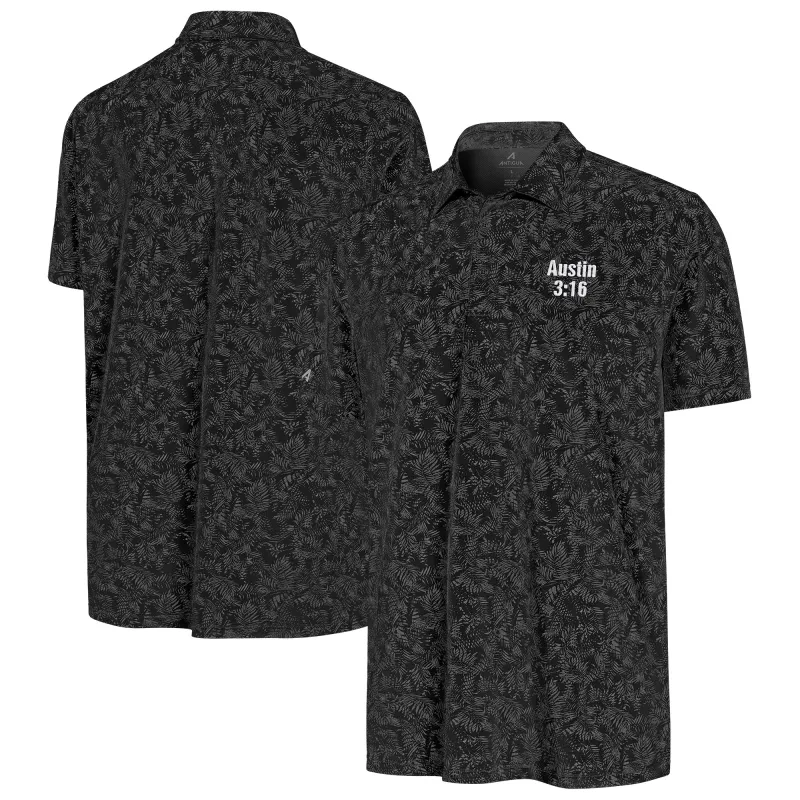 Men's Antigua Black "Stone Cold" Steve Austin Lush Polo made by Antigua