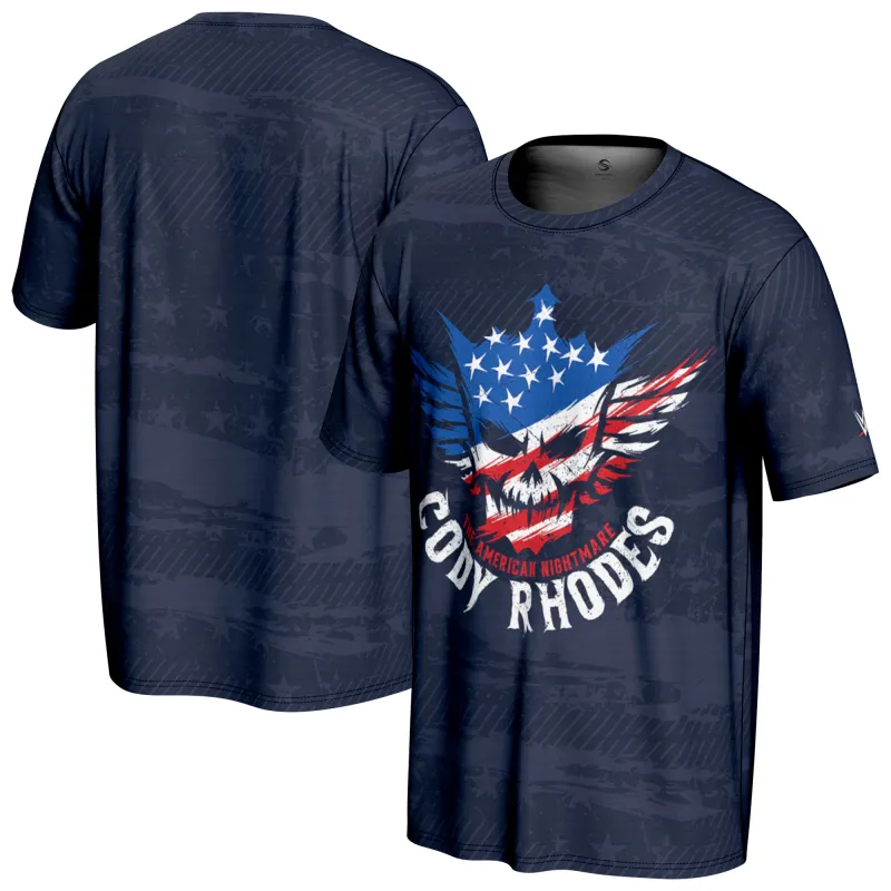 Men's ProSphere Navy Cody Rhodes Americana T-Shirt sold by WWE