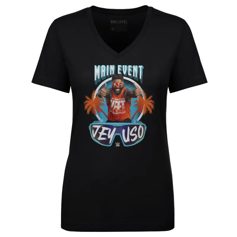 Women's 500 Level Black Jey Uso Main Event Palms V-Neck T-Shirt made by 500 Level