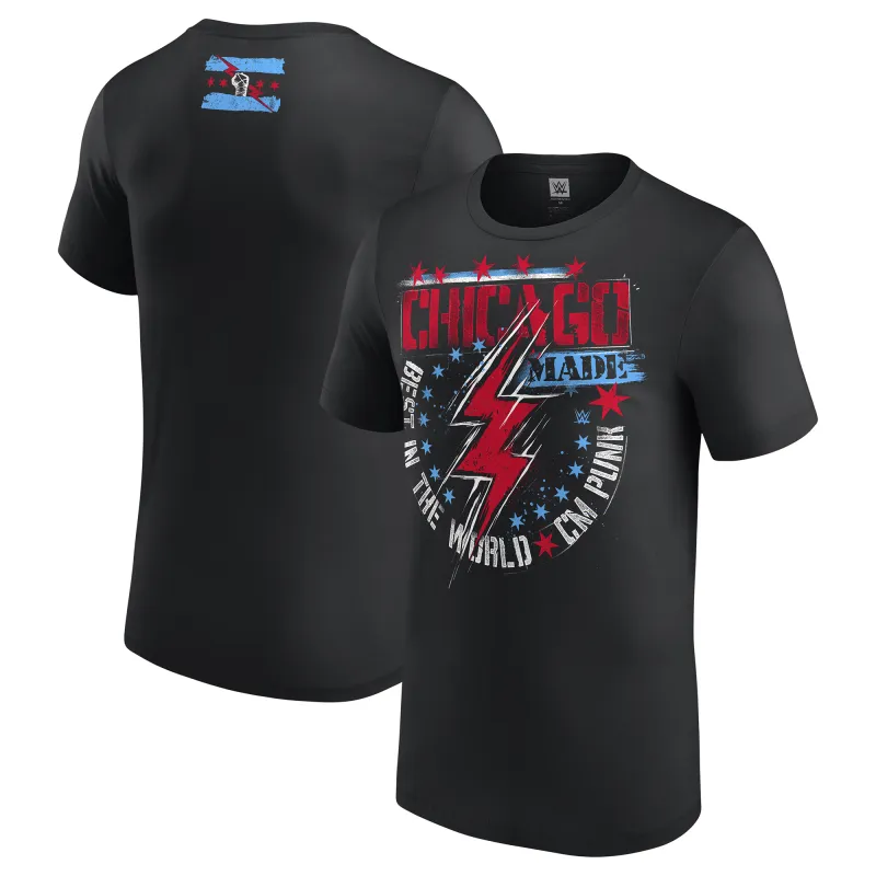 Men's Black CM Punk Chicago Made T-Shirt sold by WWE