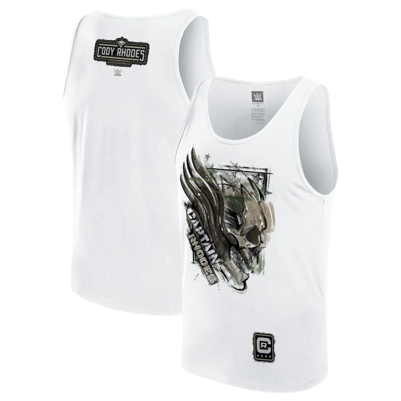 Men's White Cody Rhodes Captain Rhodes Tank Top sold by WWE