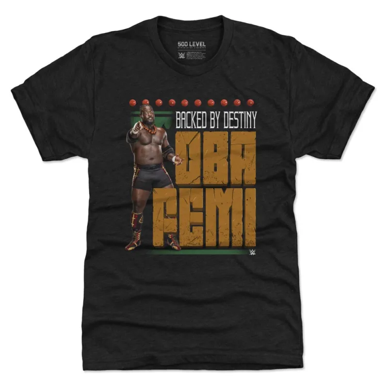 Men's 500 Level Heather Black Oba Femi Backed By Destiny Tri-Blend T-Shirt sold by WWE