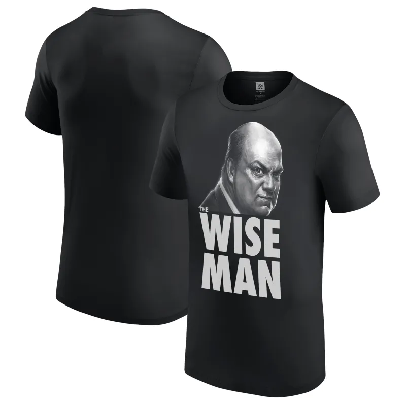 Men's Black Paul Heyman The Wise Man Portrait T-Shirt sold by WWE