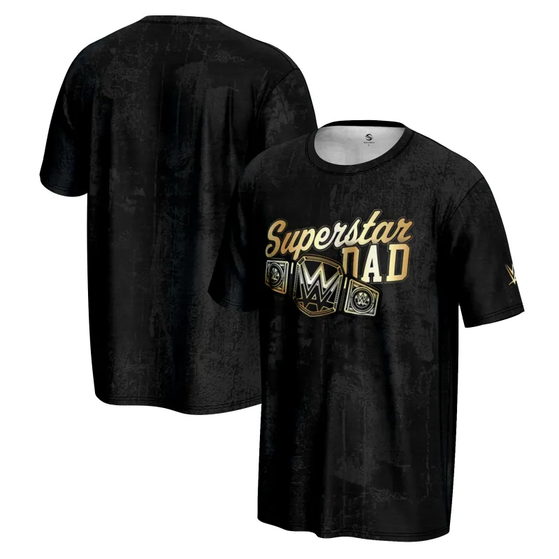 Men's ProSphere Black WWE Father's Day 2025 Superstar Dad T-Shirt sold by WWE