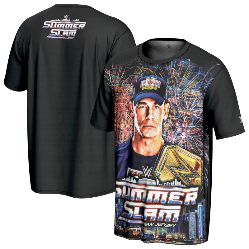 Men's ProSphere Black John Cena SummerSlam 2025 T-Shirt sold by WWE