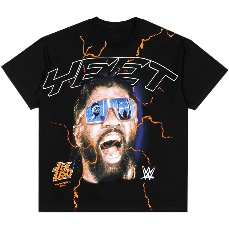 Men's Complex Black Jey Uso Boxy Main Event T-Shirt sold by WWE