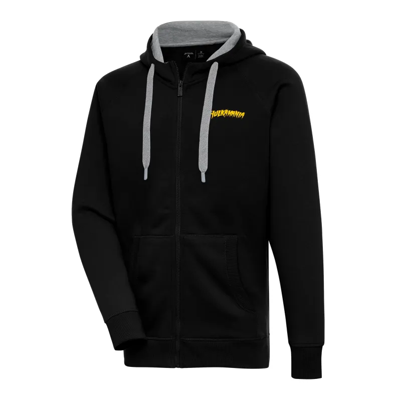 Men's Antigua  Black Hulk Hogan Victory Full-Zip Hoodie sold by WWE
