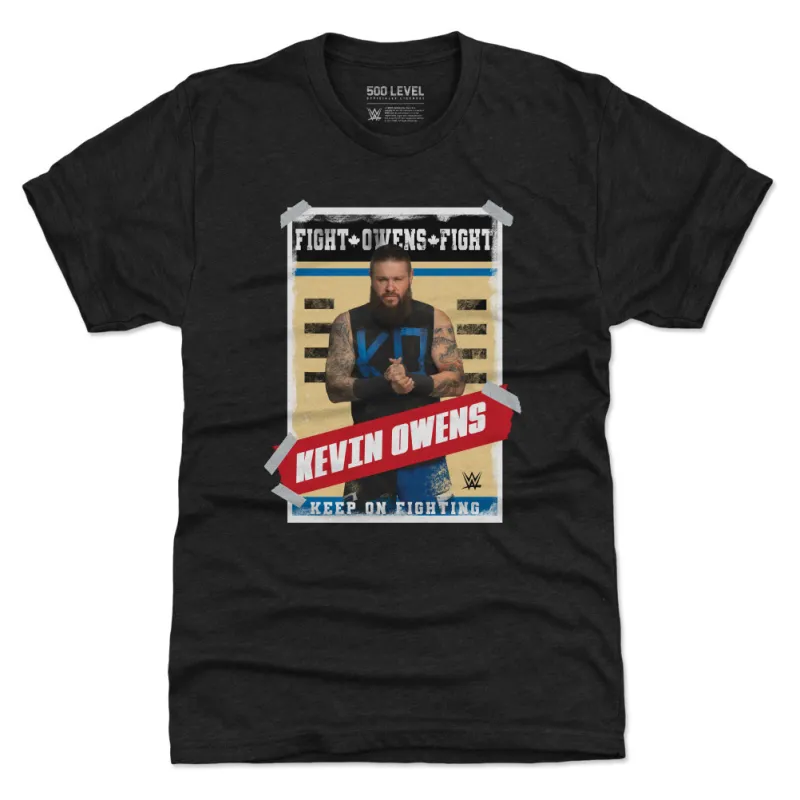 Men's 500 Level Black Kevin Owens Poster Tri-Blend T-Shirt sold by WWE