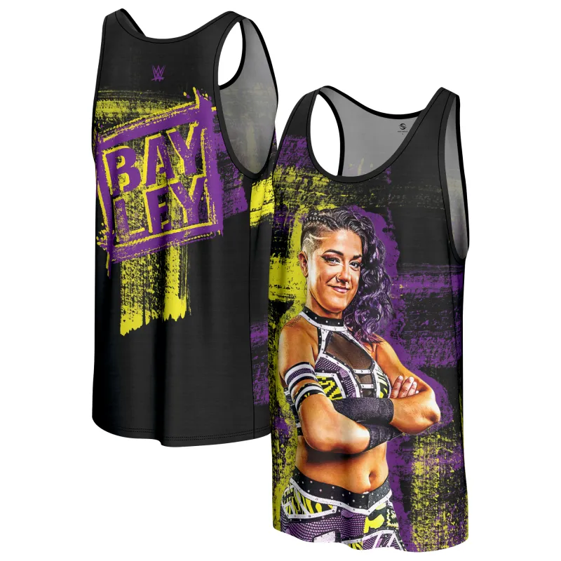 Men's ProSphere Black Bayley Superstar Tank Top sold by WWE