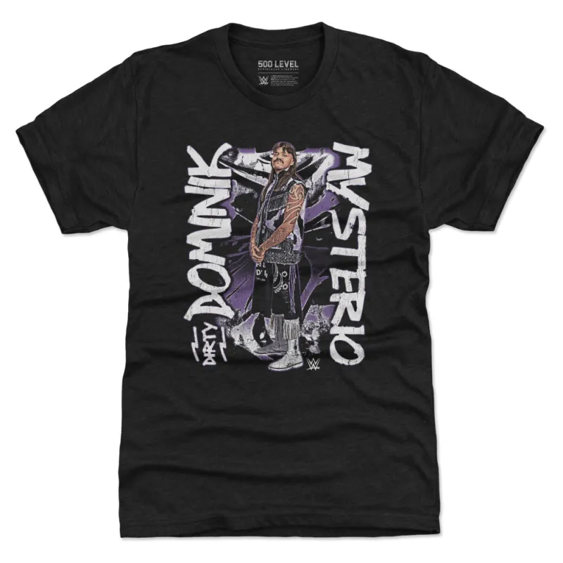 Men's 500 Level Heather Black Dominik Mysterio Grunge Tri-Blend T-Shirt sold by WWE