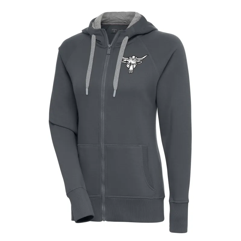 Women's Antigua  Charcoal The Rock Victory Raglan Full-Zip Hoodie sold by WWE