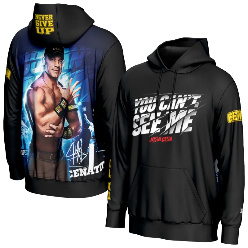 Men's ProSphere Black John Cena You Can't See Me Pullover Hoodie sold by WWE