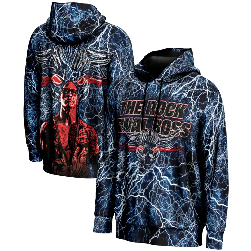 Men's Blue The Rock The Final Boss Graphic Pullover Hoodie sold by WWE