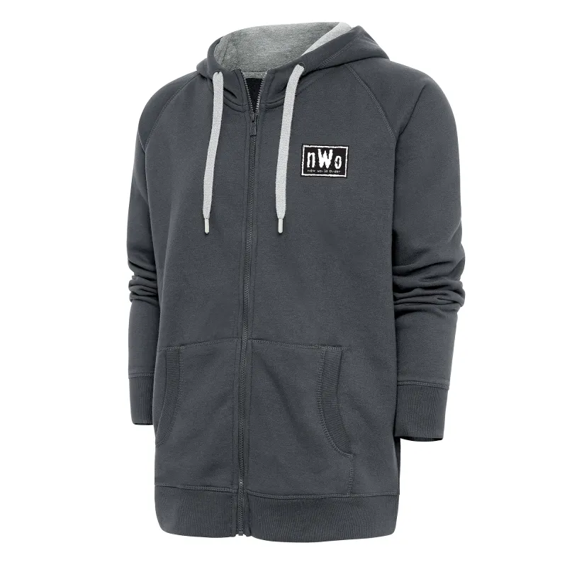 Men's Antigua Charcoal nWo Victory Full-Zip Hoodie sold by WWE