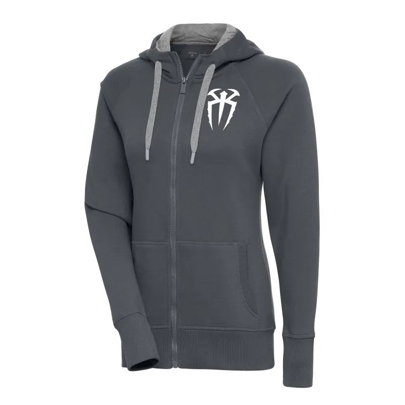 Women's Antigua Charcoal Roman Reigns Victory Full-Zip Hoodie sold by WWE