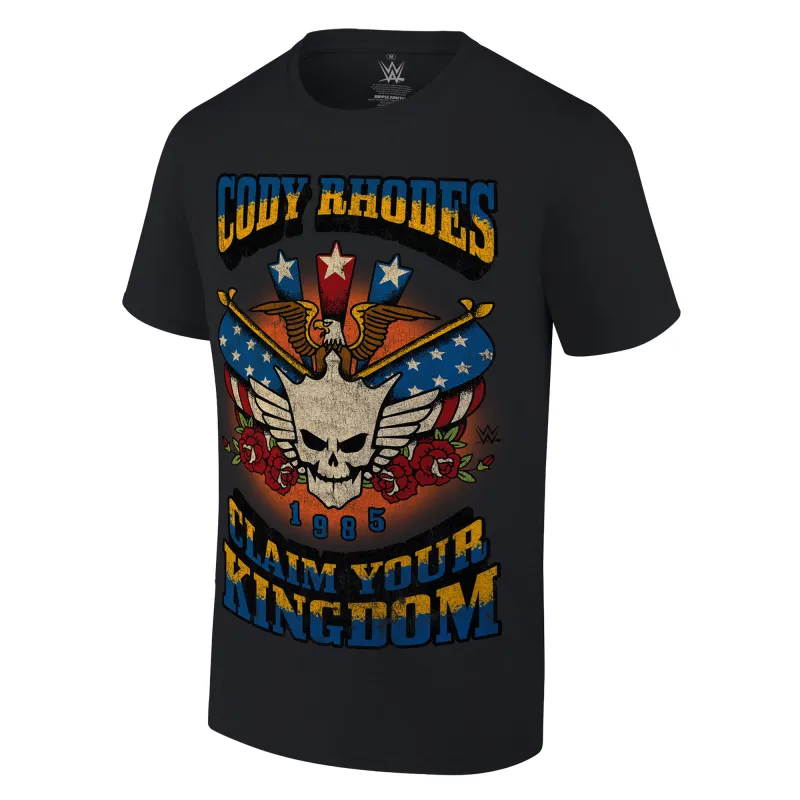 Men's Ripple Junction Black Cody Rhodes Vintage Americana Logo T-Shirt sold by WWE