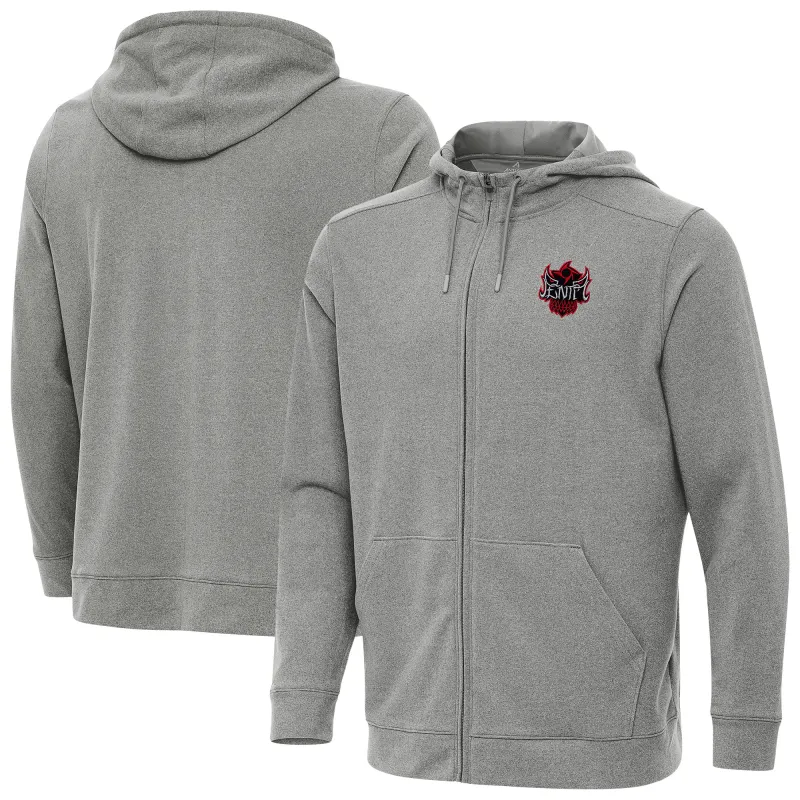 Men's Antigua Heather Gray Penta Effortless Full-Zip Hoodie sold by WWE