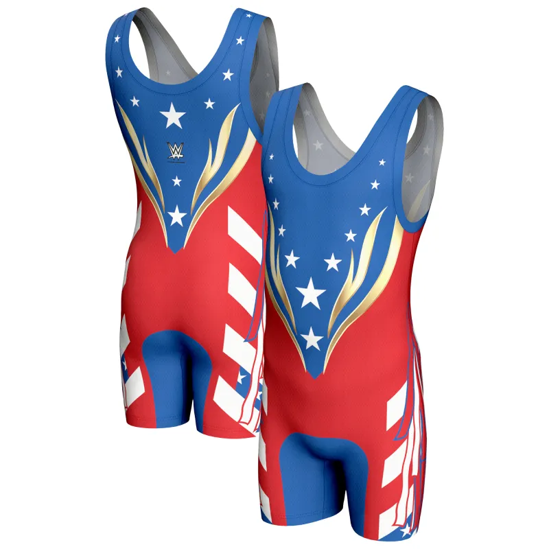Men's ProSphere White/Red/Blue El Grande Americano Heritage In-Ring Singlet sold by WWE