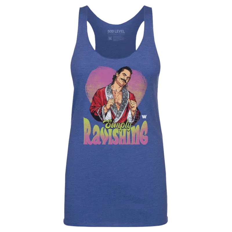 Women's 500 Level Heather Royal Rick Rude Simply Ravishing Heart Tri-Blend Tank Top sold by WWE