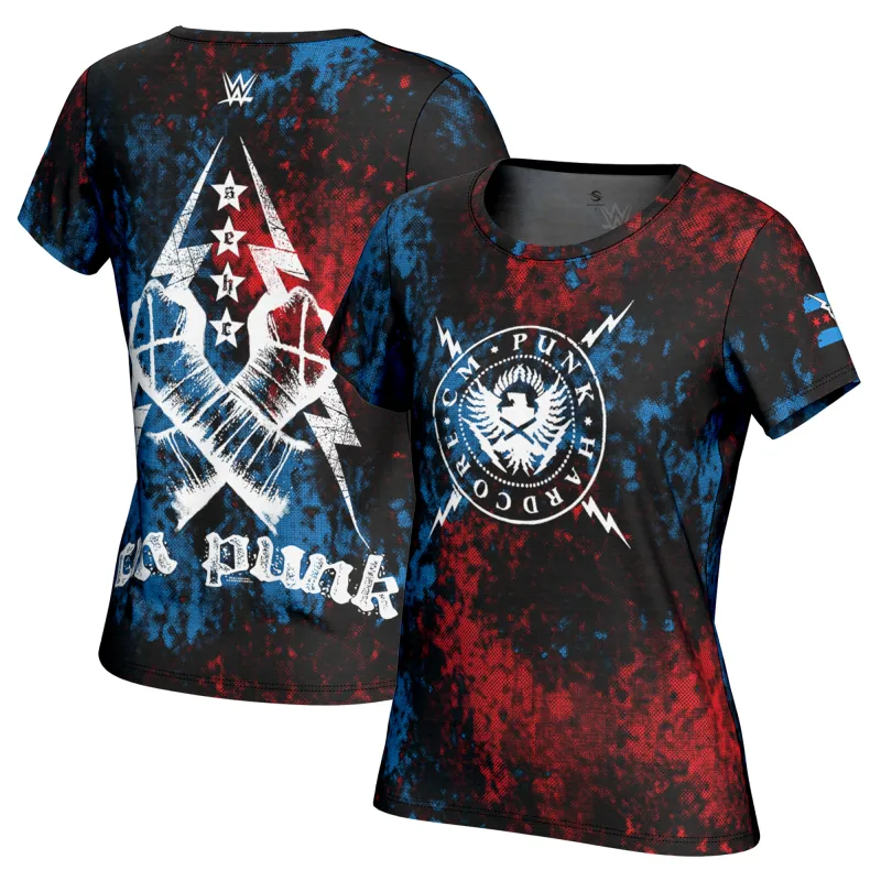 Women's ProSphere Black CM Punk Straight Edge Hardcore Champion T-Shirt sold by WWE