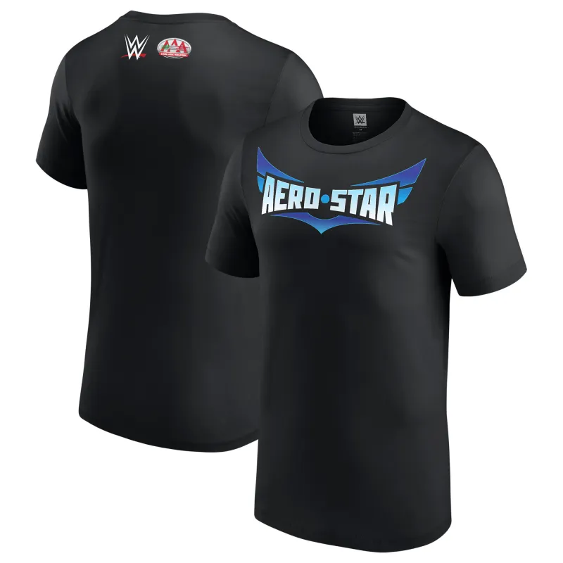 Men's Black Aero Star AAA Logo T-Shirt made by WWE
