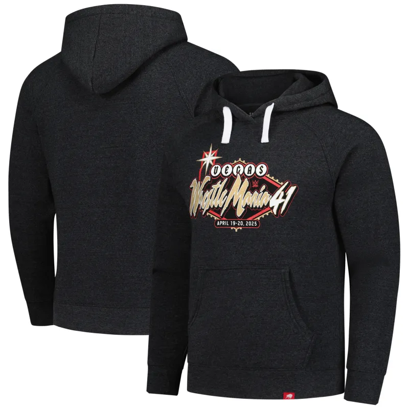 Men's Sportiqe Black WrestleMania Tri-Blend Fleece Pullover Hoodie sold by WWE