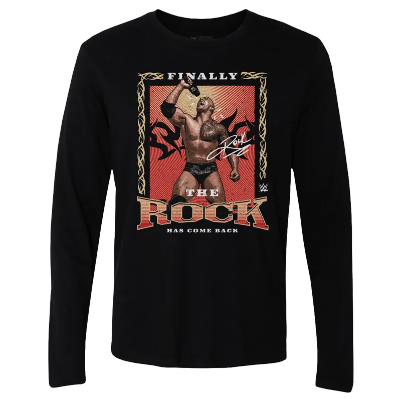 Men's 500 Level Black The Rock Come Back Long Sleeve T-Shirt sold by WWE