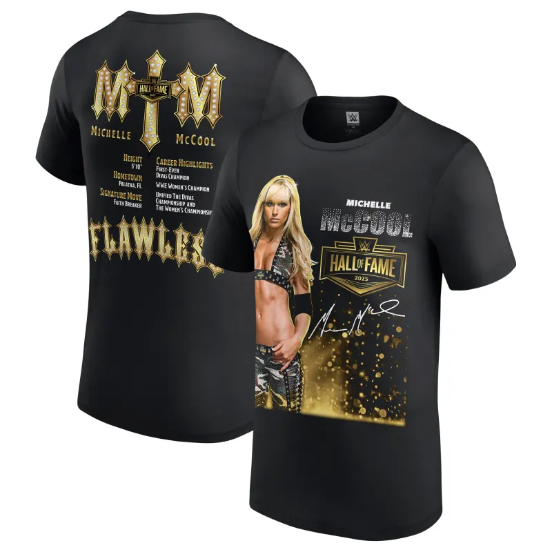 Men's Black Michelle McCool WWE Hall of Fame Class of 2025 T-Shirt sold by WWE