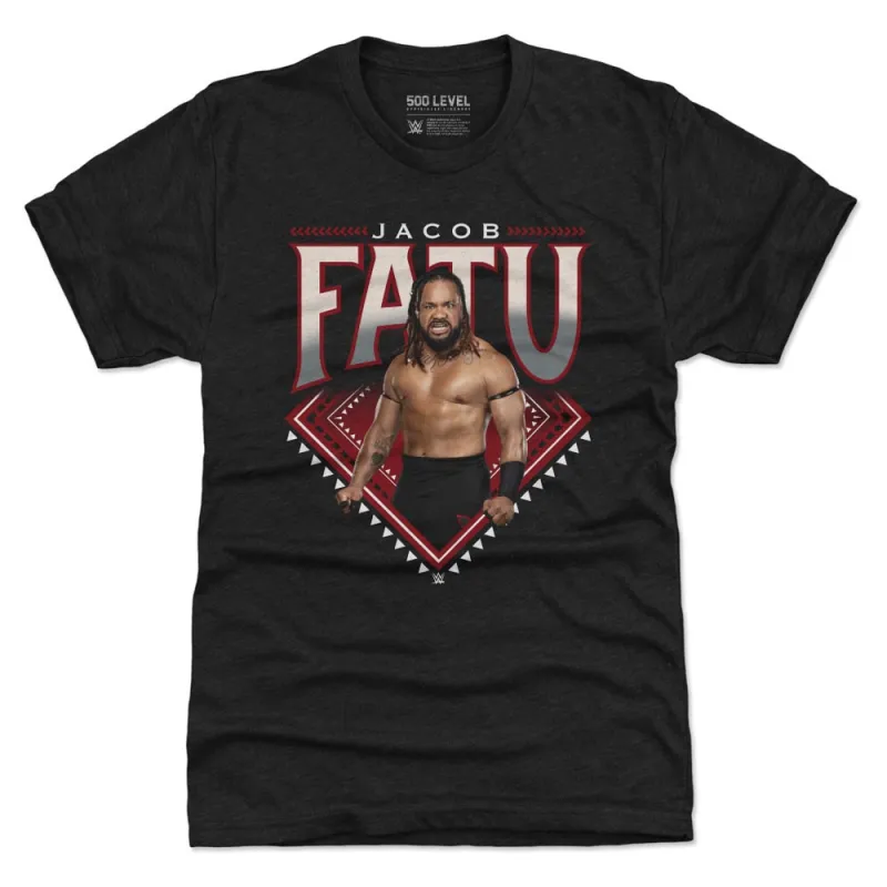 Men's 500 Level Heather Black Jacob Fatu Superstar Name Tri-Blend T-Shirt sold by WWE