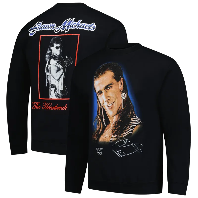 Men's Ripple Junction Black Shawn Michaels Graphic Fleece Pullover Sweatshirt sold by WWE