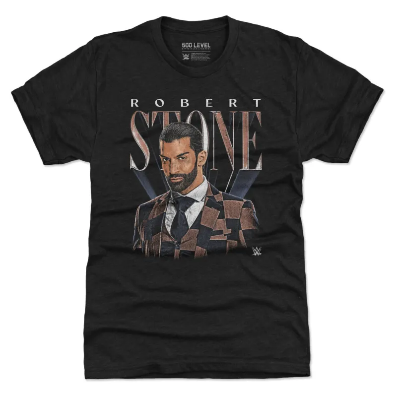 Men's 500 Level Heather Black Robert Stone Vintage Tri-Blend T-Shirt sold by WWE