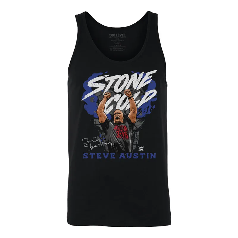Men's 500 Level Black "Stone Cold" Steve Austin Pose Tank Top sold by WWE
