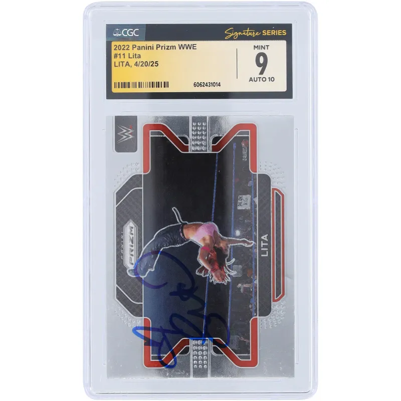 Lita WWE Autographed 2022 Panini Prizm #11 CGC Fanatics Witnessed Authenticated 9/10 Card made by WWE