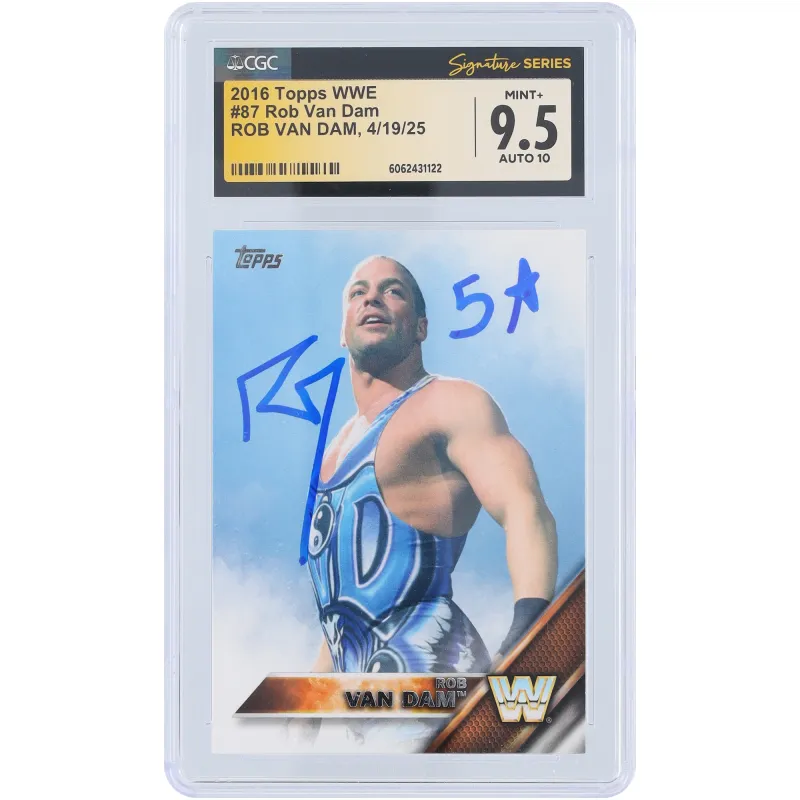 Rob Van Dam WWE Autographed 2016 Topps #87 CGC Fanatics Witnessed Authenticated 9.5/10 Card sold by WWE